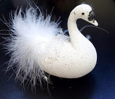 Ornament Crăciun Lebădă Albă cu Pene și Sclipici - 15cm 5/set